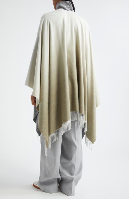 Johnstons Of Elgin Ombré Fringe Trim Cashmere Cape In Gray