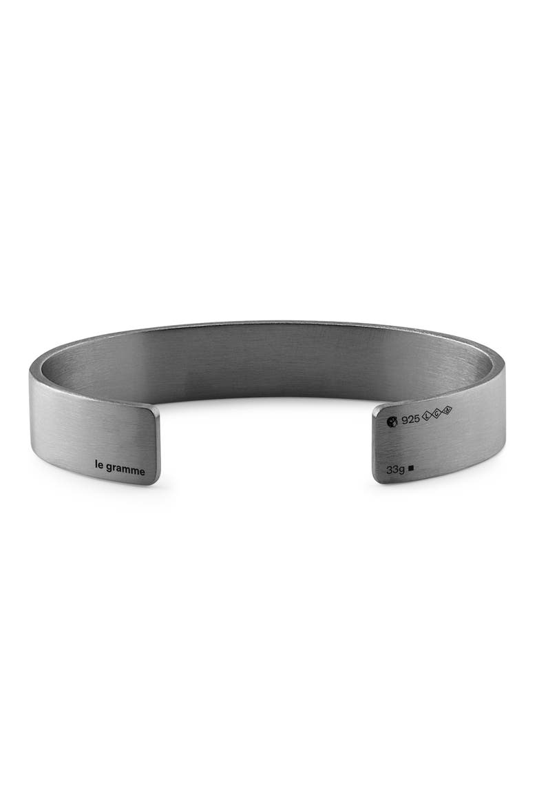 Men's 33G Brushed Sterling Silver Ribbon Cuff Bracelet, Main, color, BLACK SILVER