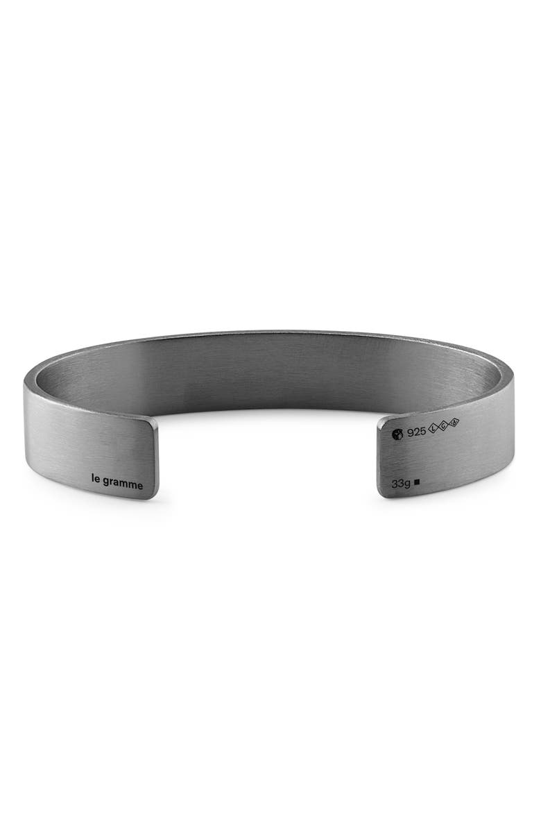 le gramme Men's 33G Brushed Sterling Silver Ribbon Cuff Bracelet, Main, color,
