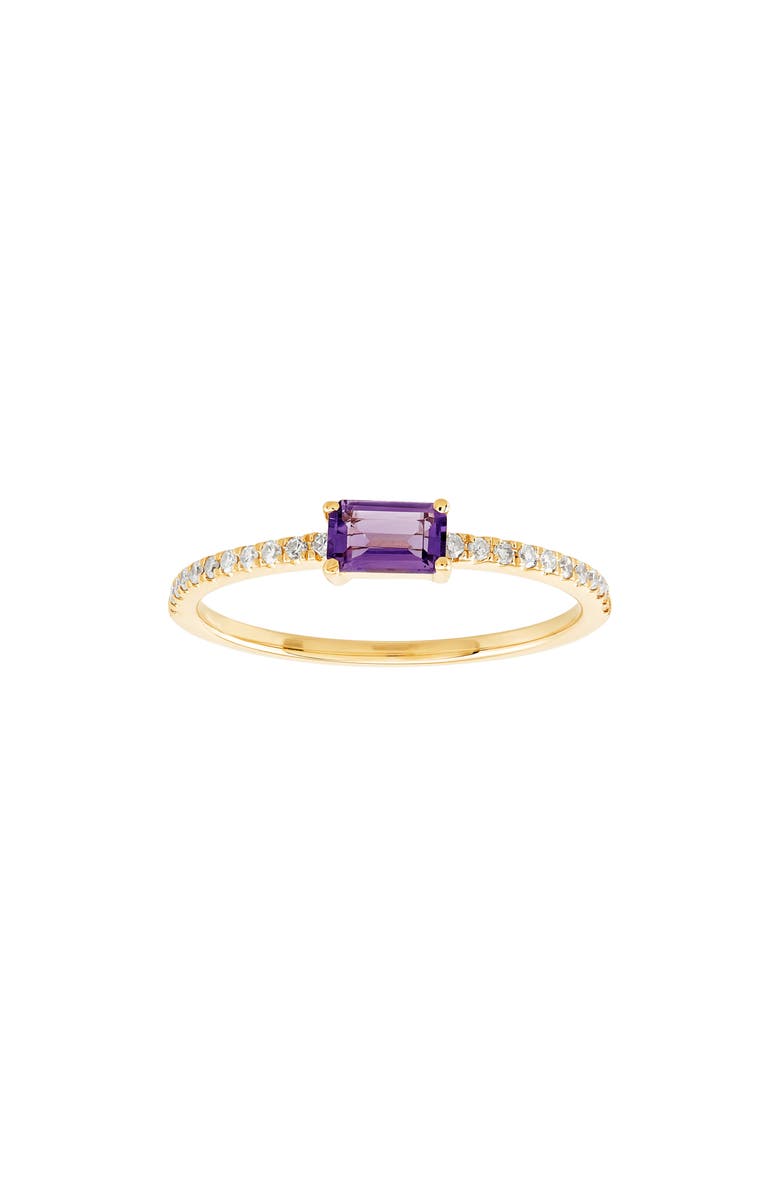 Frankie & Zoe 14K Yellow Gold Baguette Amethyst & Diamond Ring, Main, color, Yellow Gold/ Amethyst