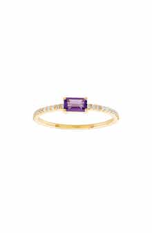 Frankie & Zoe 14K Yellow Gold Baguette Amethyst & Diamond Ring