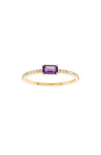 Frankie & Zoe 14k Yellow Gold Baguette Amethyst & Diamond Ring In Yellow Gold/amethyst
