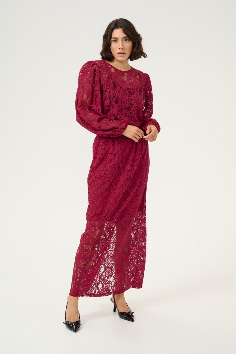 KAlanice Lace Balloon Sleeves Blouse, Alternate, color, Rumba Red