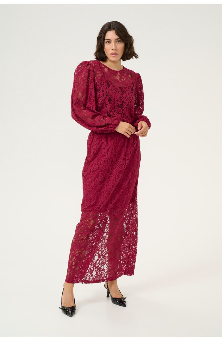 Kaffe KAlanice Lace Balloon Sleeves Blouse, Alternate, color, Rumba Red