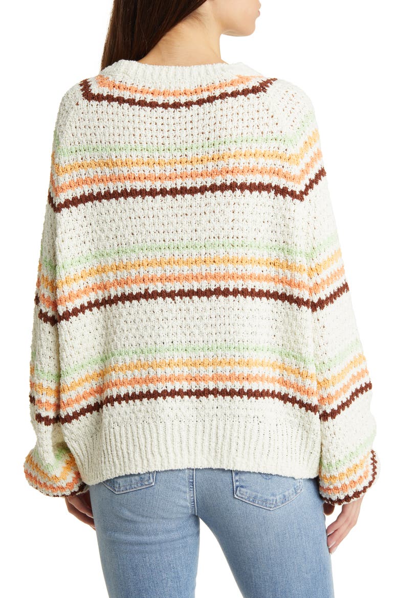 Holiday Tropics Stripe Sweater, Alternate, color, CREAM