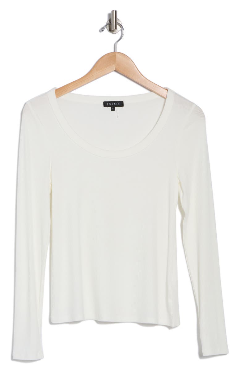 1.STATE Jersey Rib Long Sleeve Top, Alternate, color, New Ivory