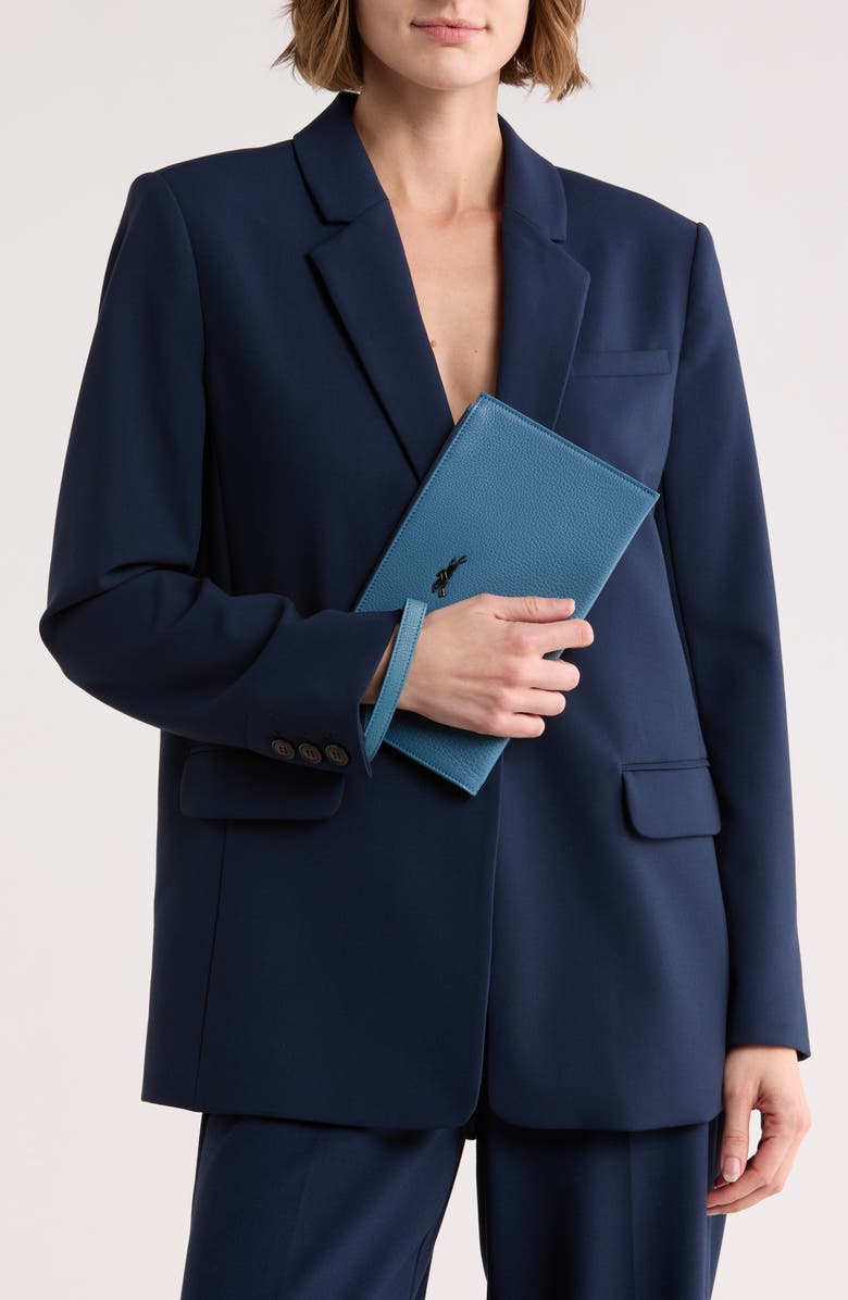 Longchamp Penelope Leather Wristlet, Alternate, color, Pilot Blue