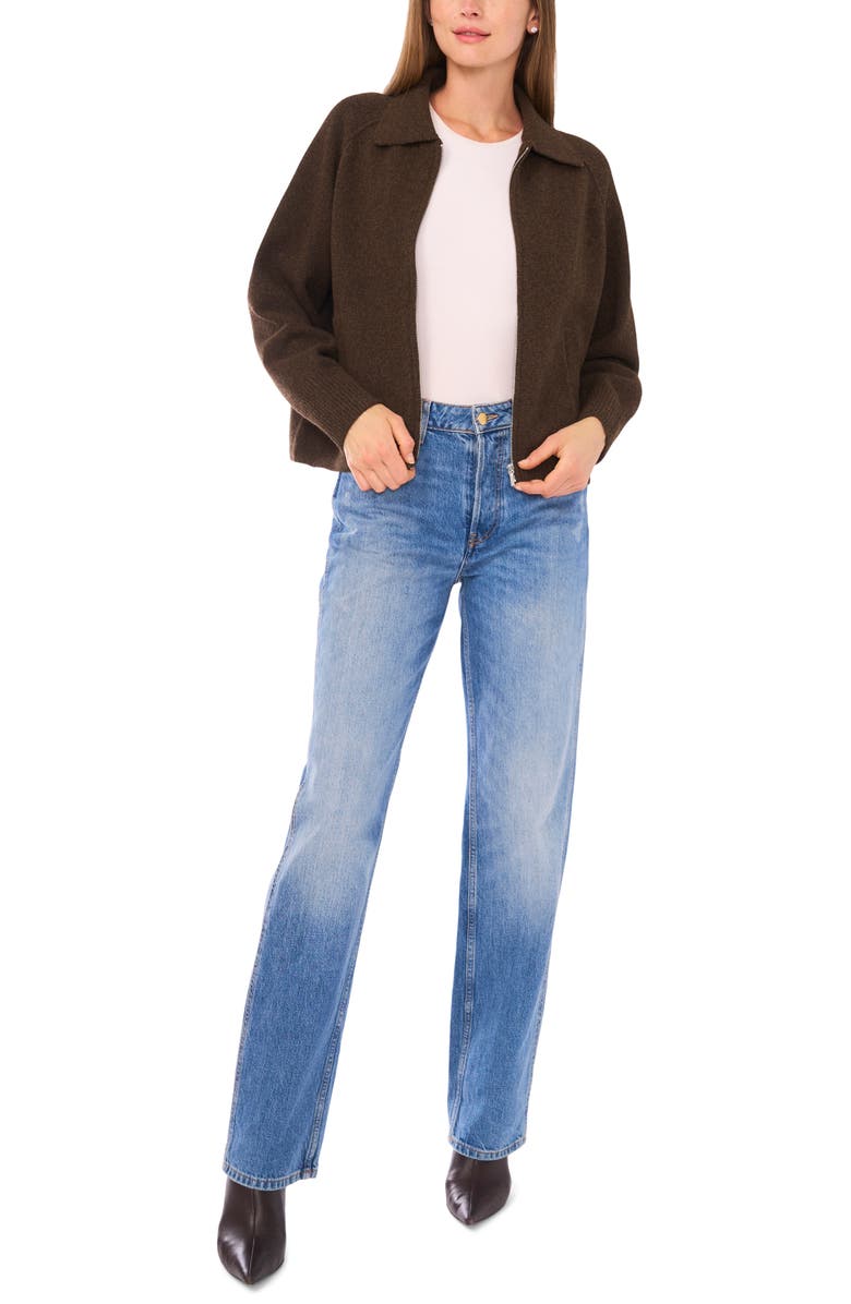 Parker Collared Zip Sweater, Alternate, color, Tree Bark