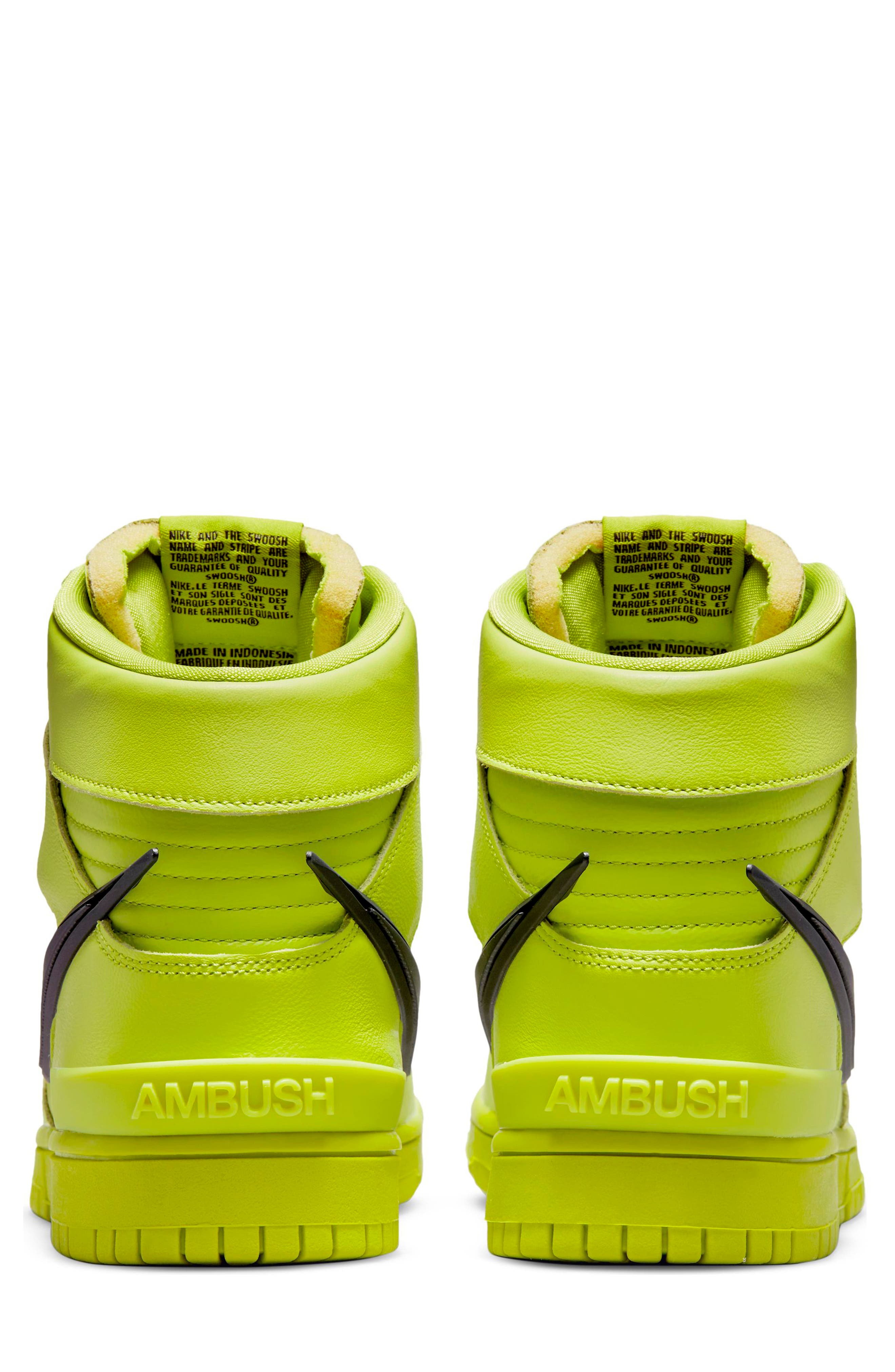 Nike x AMBUSH<sup>®</sup> Dunk High Flash Lime Basketball Sneaker, Alternate, color, 