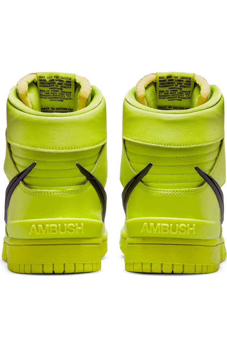 Nike x AMBUSH<sup>®</sup> Dunk High Flash Lime Basketball Sneaker, Alternate, color,
