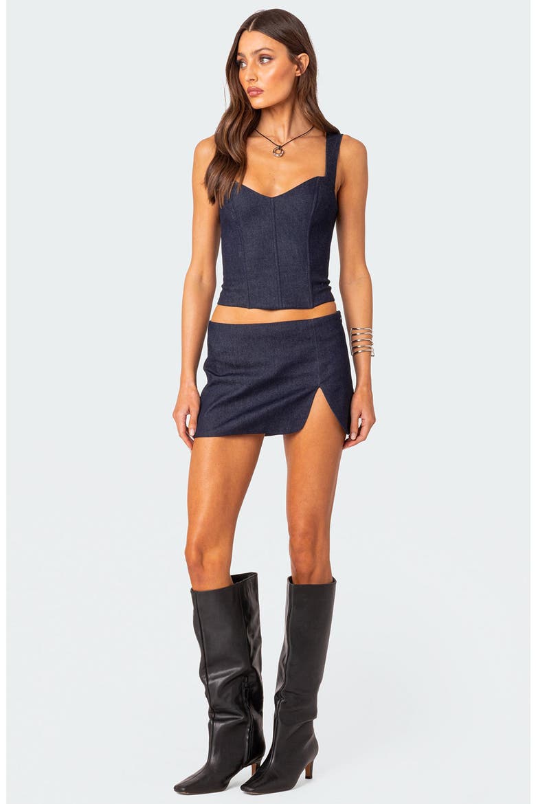 Jemma Side Slit Denim Miniskirt, Alternate, color, DARK-BLUE