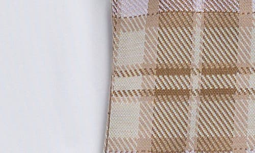Ava & Yelly Kids' Embroidered Tee & Double Knit Plaid Shift Dress Set In Neutral