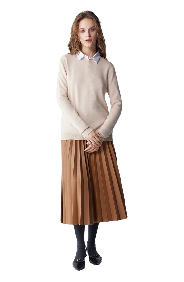 GOBI Mongolian Cashmere Essential Cashmere Crewneck Sweater, Main, color, Ivory White