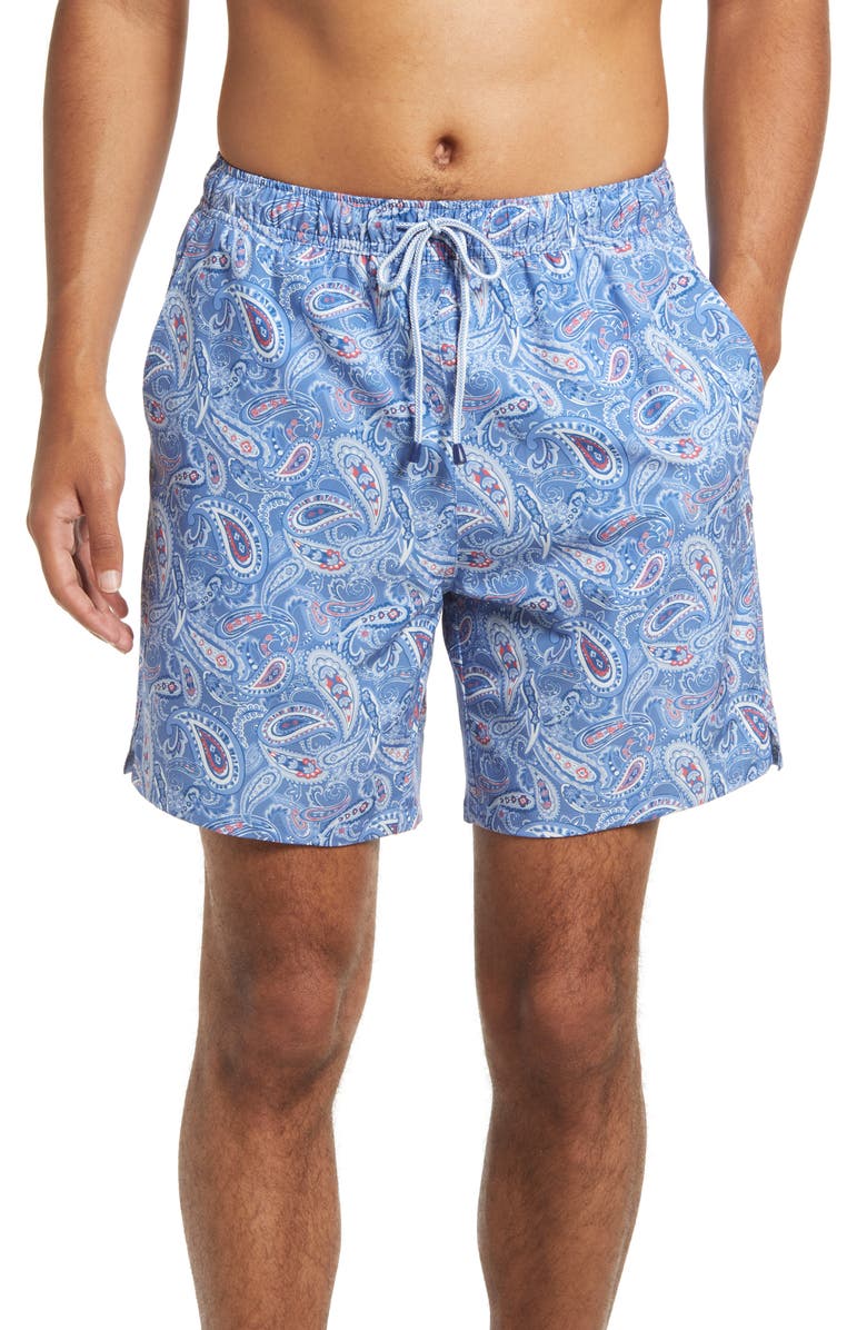 Peter Millar Men's Paisley Swim Trunks, Main, color, 