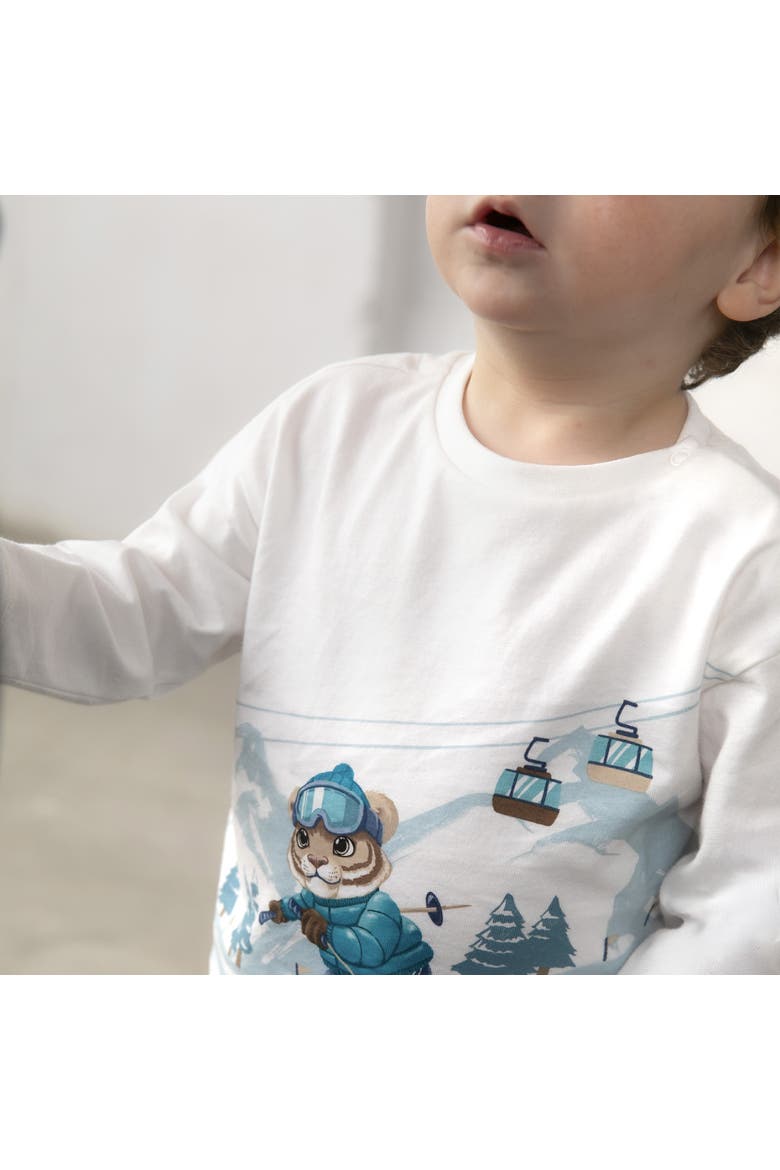 Skiing Tiger T-Shirt, Alternate, color, White