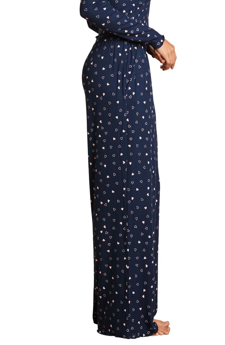 Barefoot Dreams<sup>®</sup> Ultra Soft Rib Lettuce Hem Wide Leg Pajama Pants, Alternate, color, 