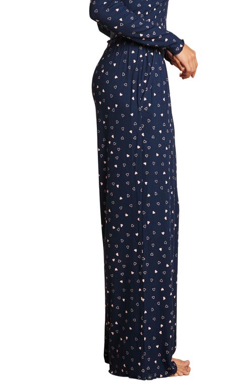 BAREFOOT DREAMS BAREFOOT DREAMS ULTRA SOFT RIB LETTUCE HEM WIDE LEG PAJAMA PANTS