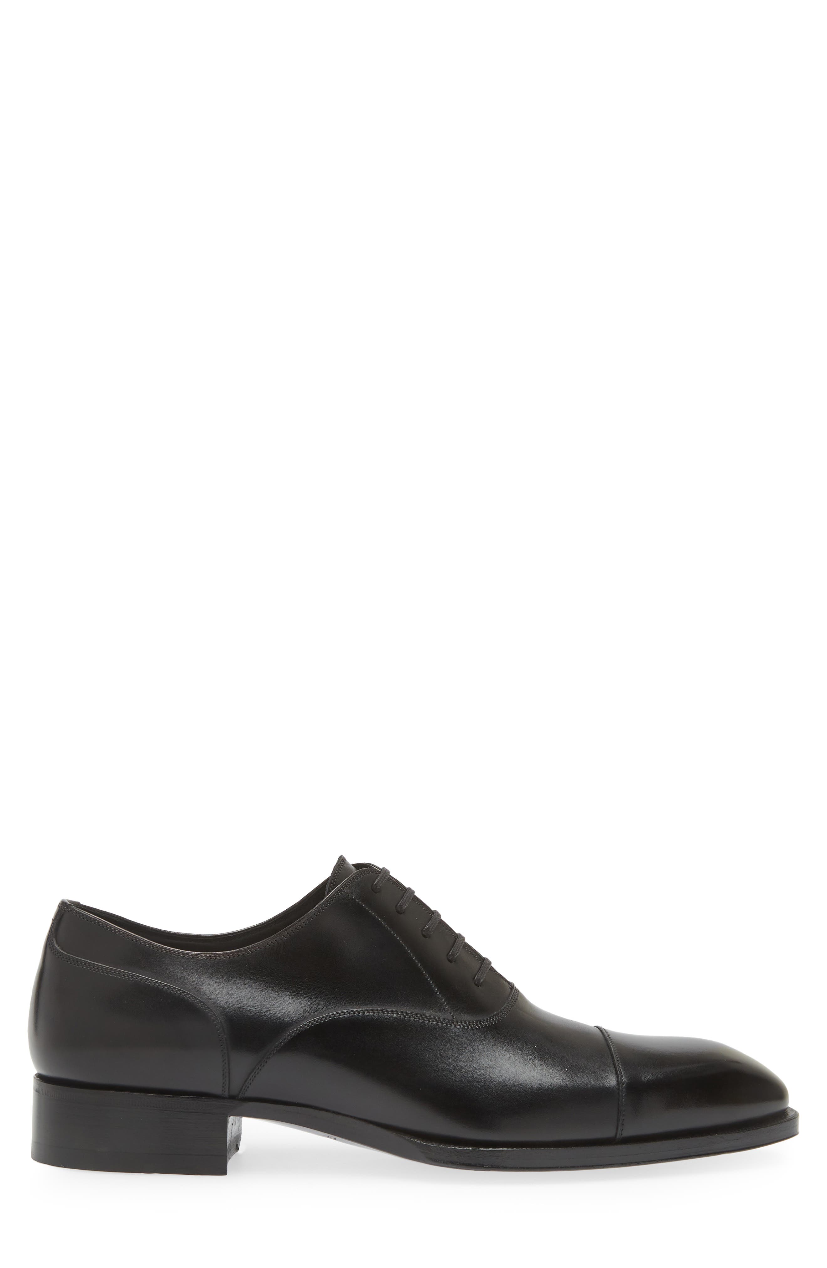TOM FORD Elkan Burnished Leather Oxford, Alternate, color, 1N001 Black