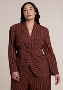ELOQUII Cinched Waist Striped Blazer