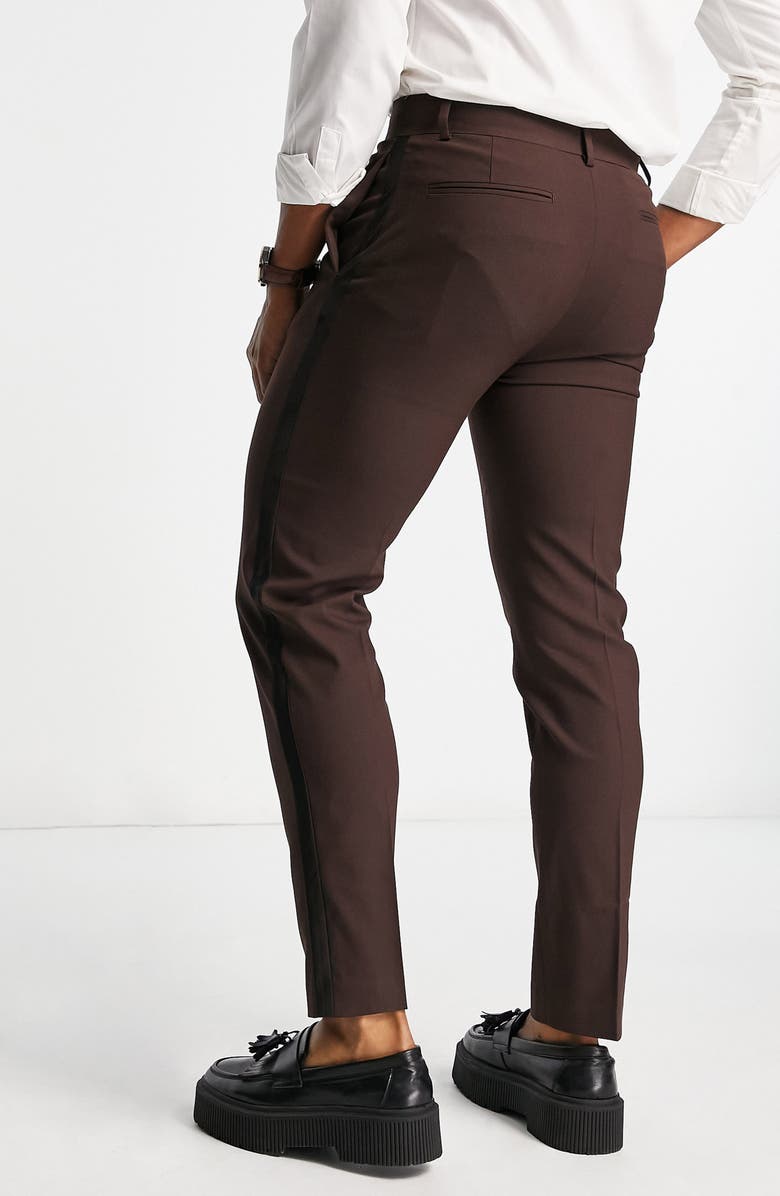 ASOS DESIGN Slim Fit Tuxedo Suit Trousers, Alternate, color,