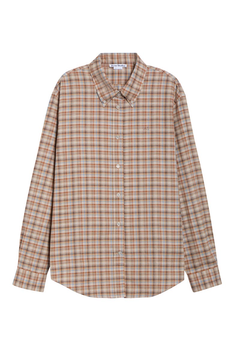 Sandrea Check Cotton & Linen Shirt, Alternate, color, BROWN/ GREY