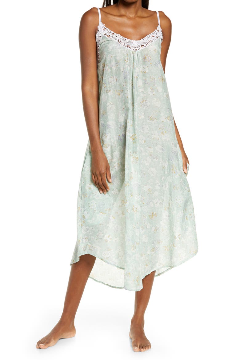 Louis Cotton & Silk Nightgown, Main, color, MINT