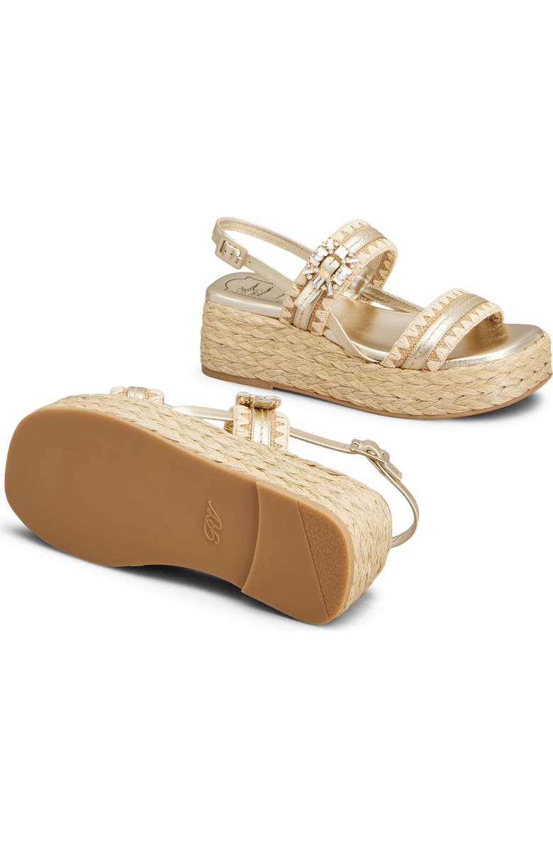 Roger Vivier Summer Crystal Embellished Platform Espadrille Sandal, Alternate, color, Crema Chiaro/ Oro