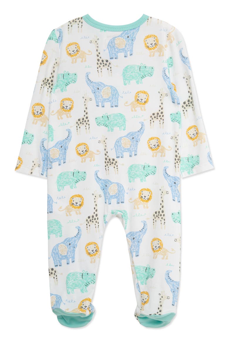 Jungle Sketch Stretch Viscose Zip Footie (Nordstrom Exclusive), Alternate, color, MULTI WHITE