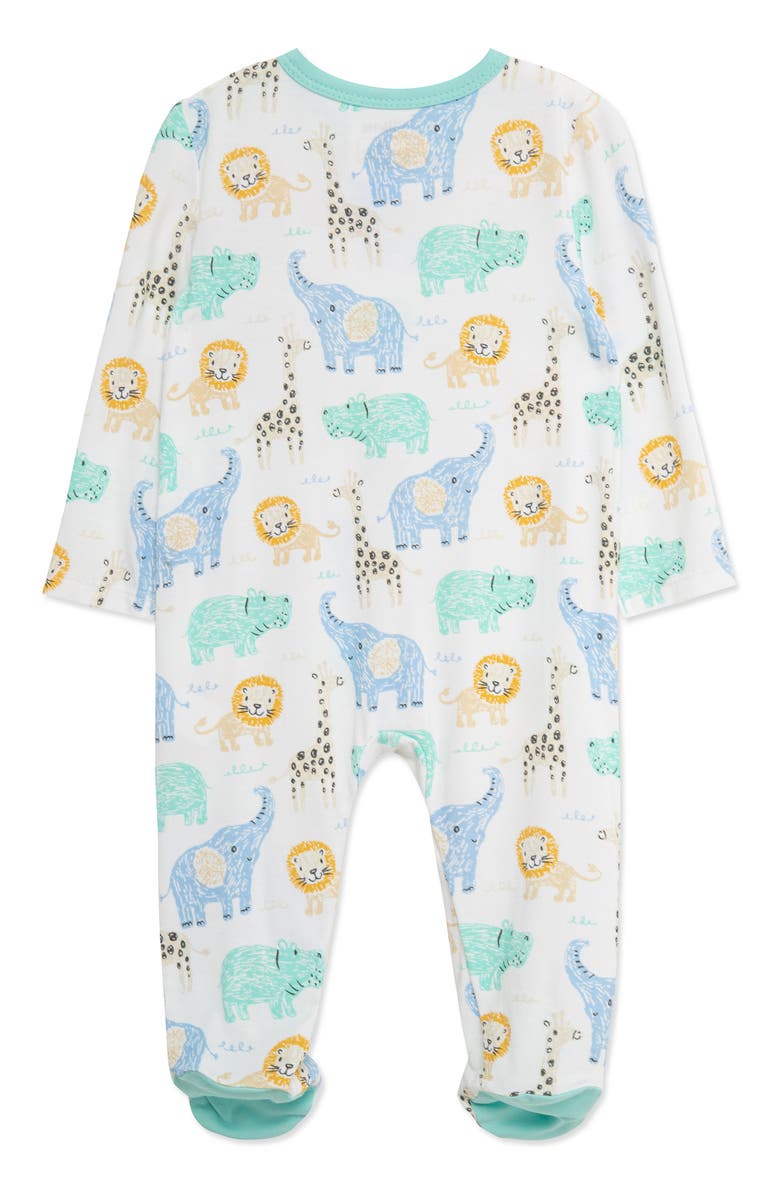 Little Me Jungle Sketch Footie, Alternate, color, Multi White