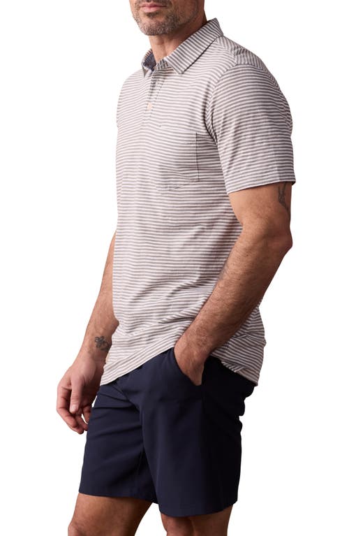 The Normal Brand Slub Pocket Polo In Moss Stripe