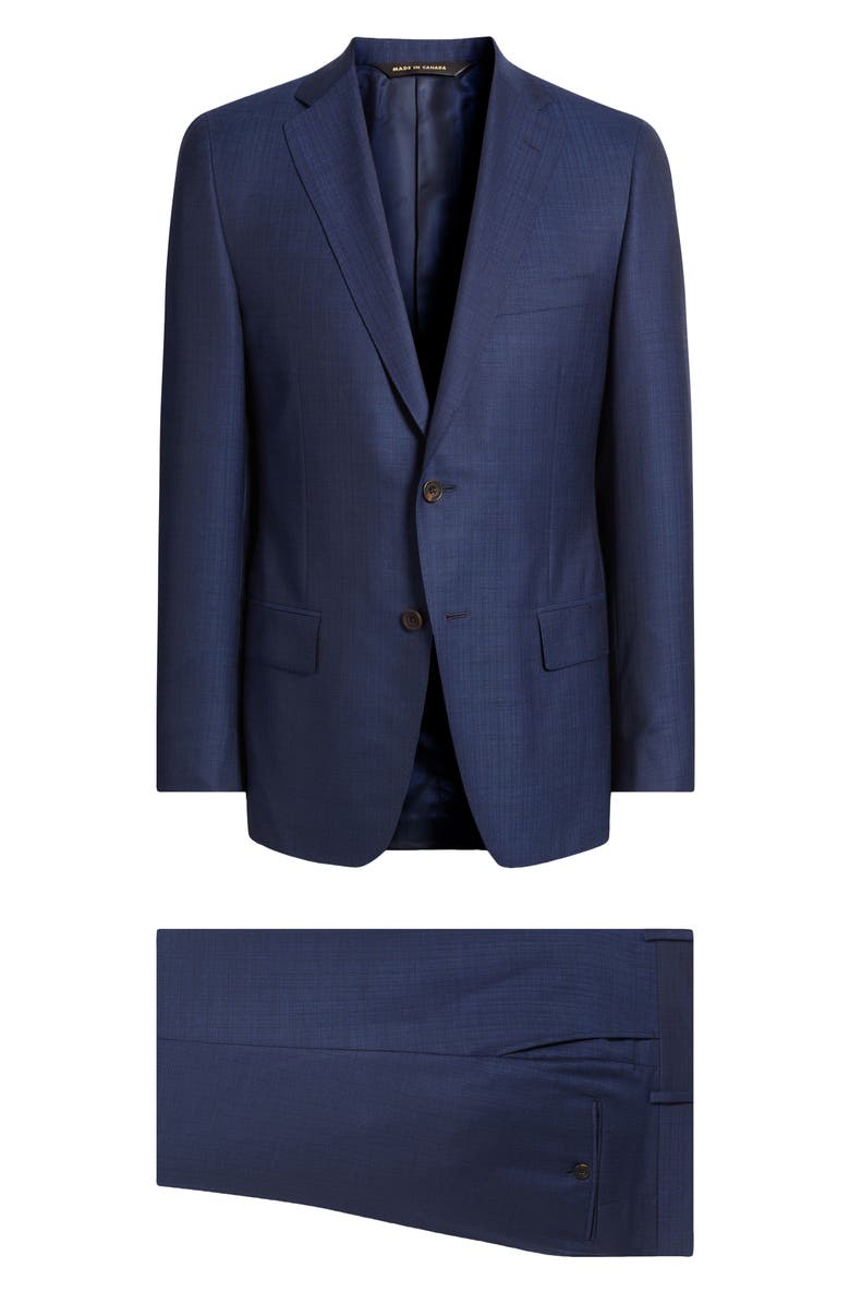 Heritage Gold Navy Check Wool & Silk Suit, Main, color, 