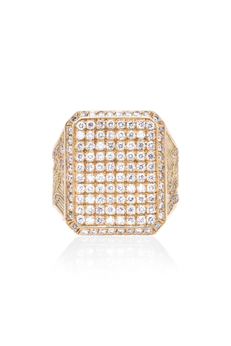Diamond Pavé Signet Ring, Main, color, YELLOW GOLD