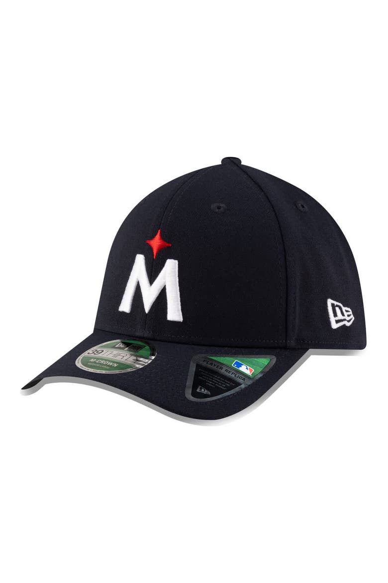 Men's New Era  Navy Minnesota Twins Player Replica 39THIRTY M-Crown Flex Hat, Main, color, Navy