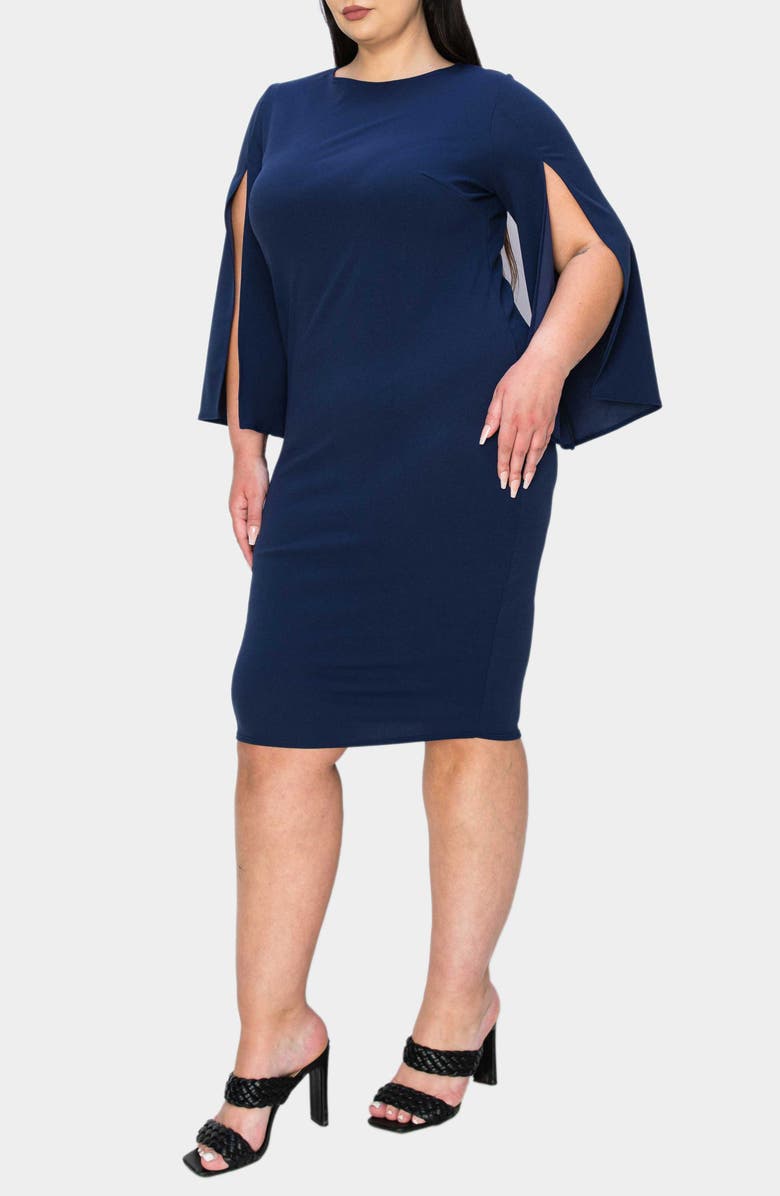 L I V D Clementine Split Sleeve Jersey Dress, Alternate, color, Navy