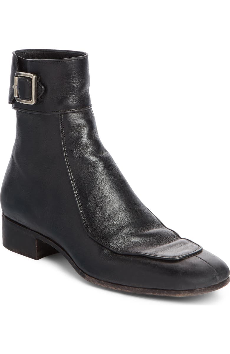 Saint Laurent Miles Buckle Cuff Boot, Main, color, Black Leather