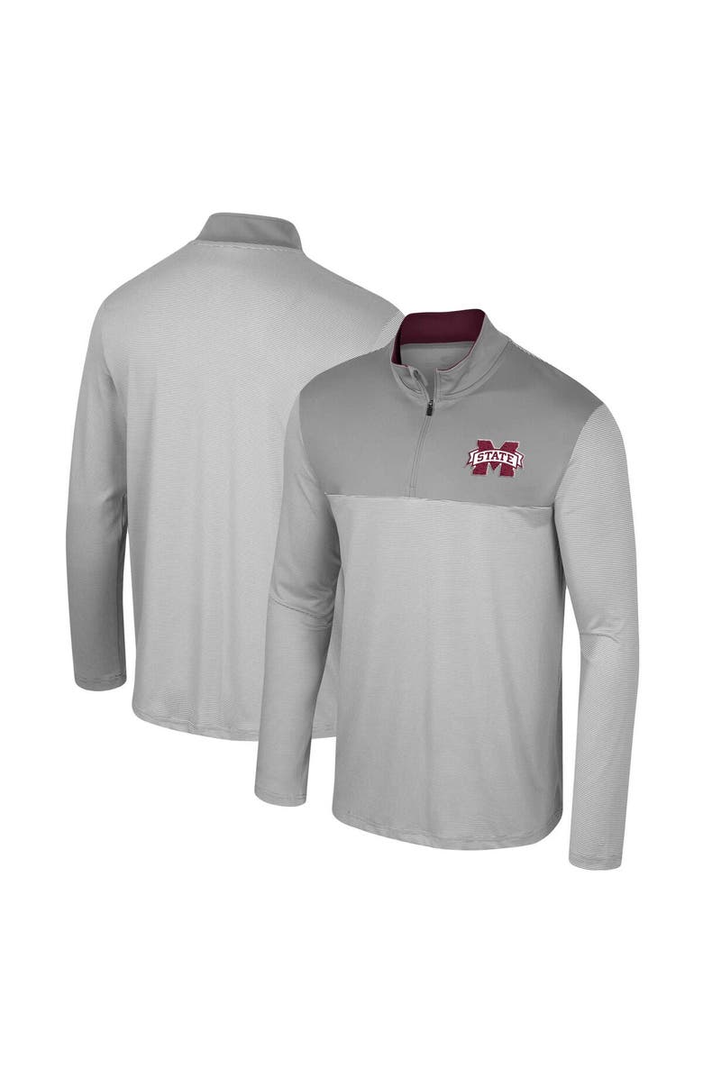 COLOSSEUM Men's Colosseum Gray Mississippi State Bulldogs Tuck Quarter-Zip Top, Alternate, color, Gray