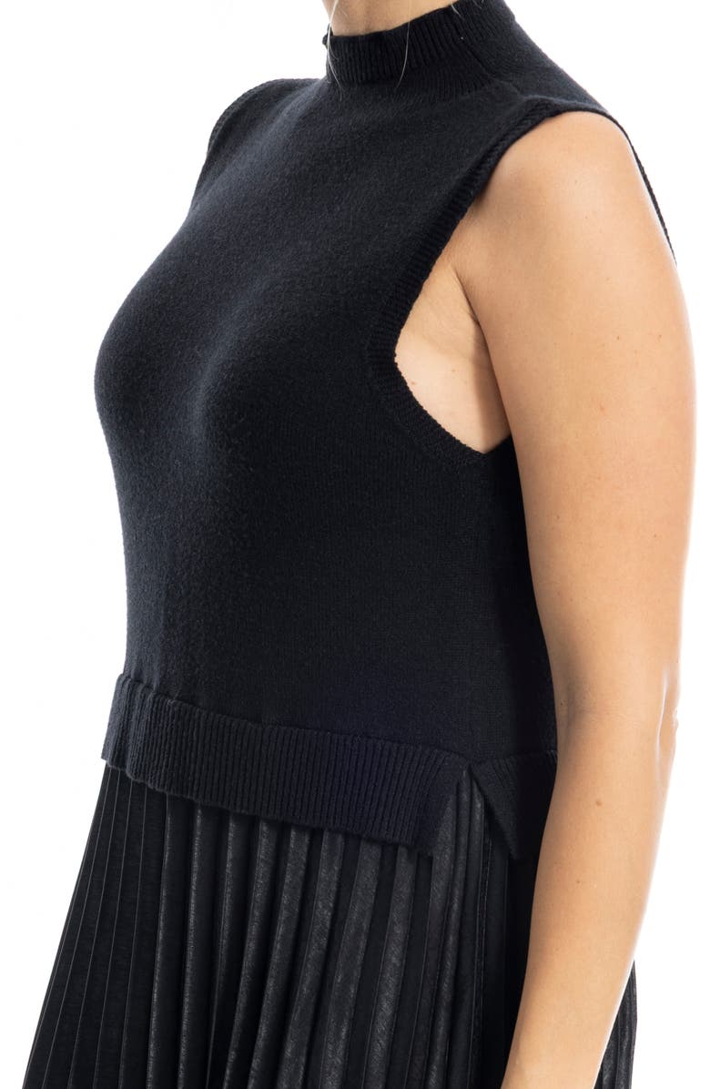 MAX STUDIO Mock Neck Sleeveless Twofer Dress, Alternate, color, Black
