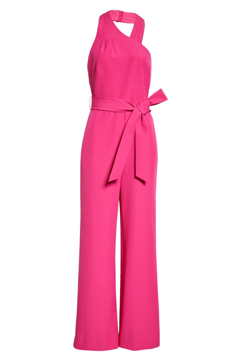 Thea Cady Asymmetric Tie Waist Jumpsuit, Alternate, color, FUCHSIA