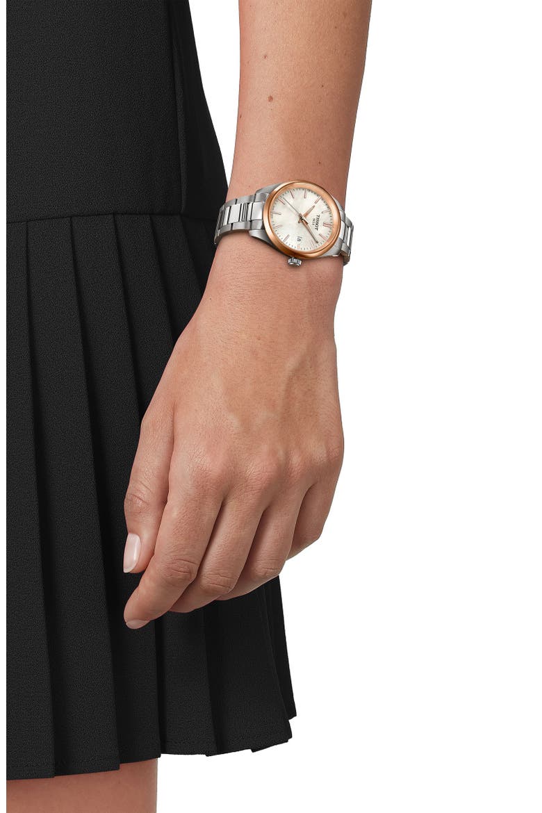 PR 100 Mother-of-Pearl Bracelet Watch, 34mm, Alternate, color, WHITE MOTHER OF PEARL SILVER
