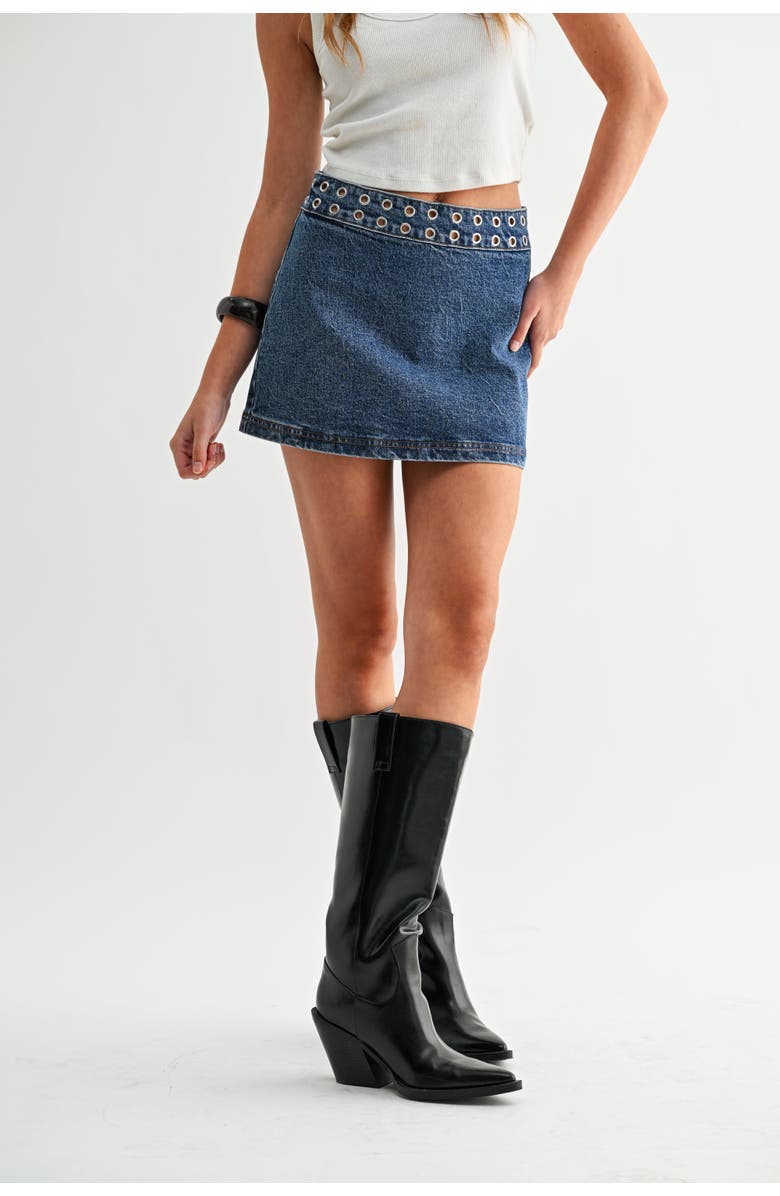 Jemina Denim The Orbit Micro Skirt, Alternate, color, Medium Wash