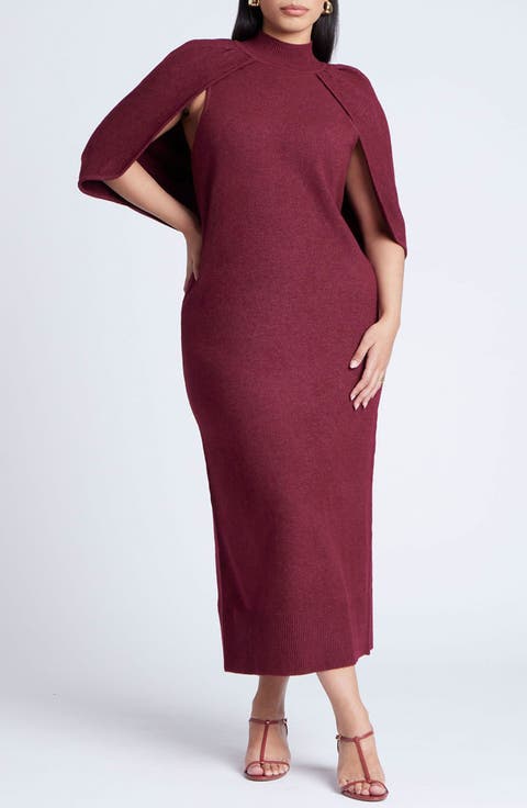 Mock Neck Cape Sleeve Sweater Dress
