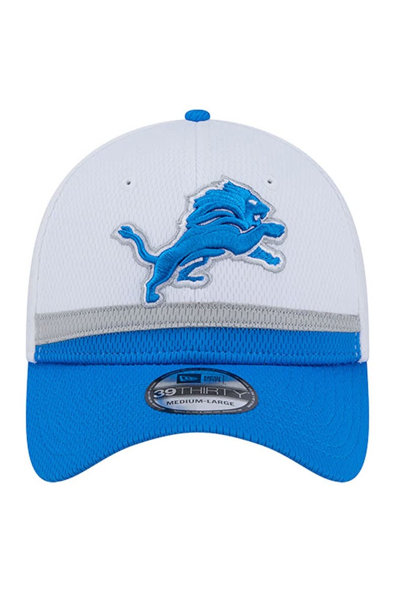 Men's New Era  White/Blue Detroit Lions Dashmark Rays 39THIRTY Flex Hat, Alternate, color, White