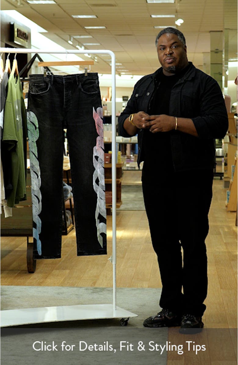 Embroidered Gradient Logo Slim Straight Leg Jeans, sales video thumbnail