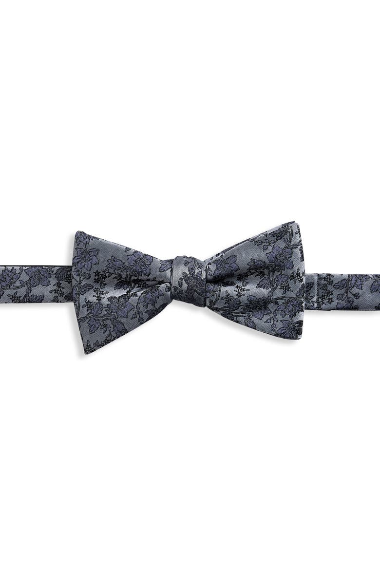 Big & Tall Sophisticated Floral Bow Tie, Main, color, BLACK