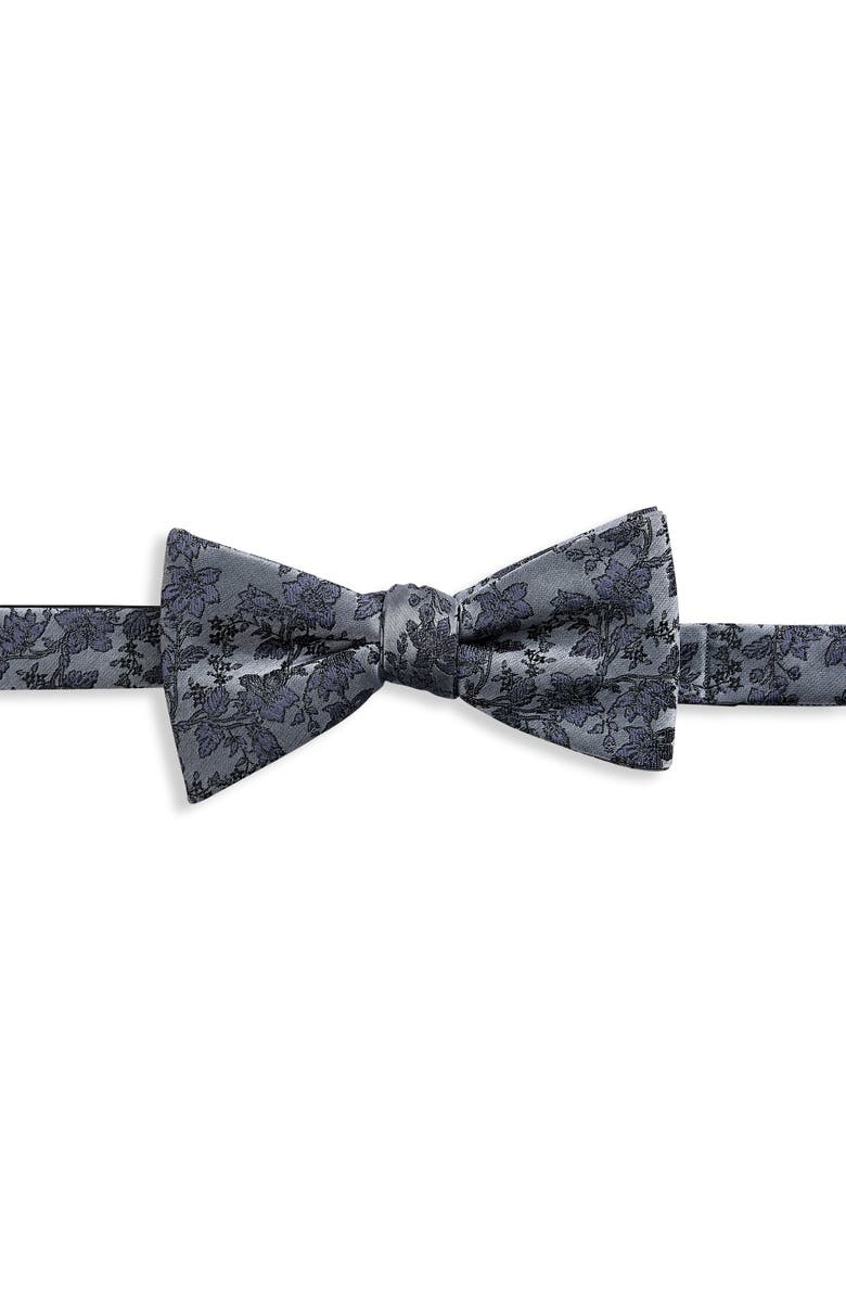 Synrgy by DXL Big & Tall Sophisticated Floral Bow Tie, Main, color, Black