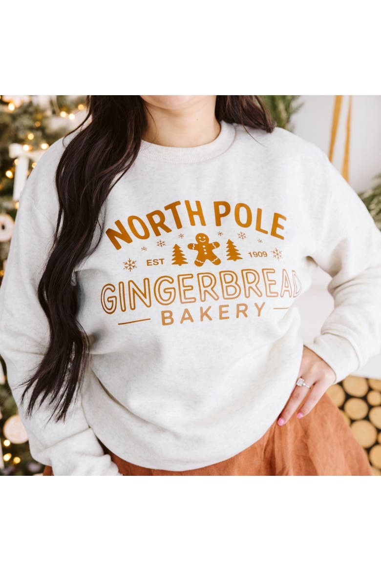 North Pole Gingerbread Christmas Women's Sweatshirt, Alternate, color, Natural Heather