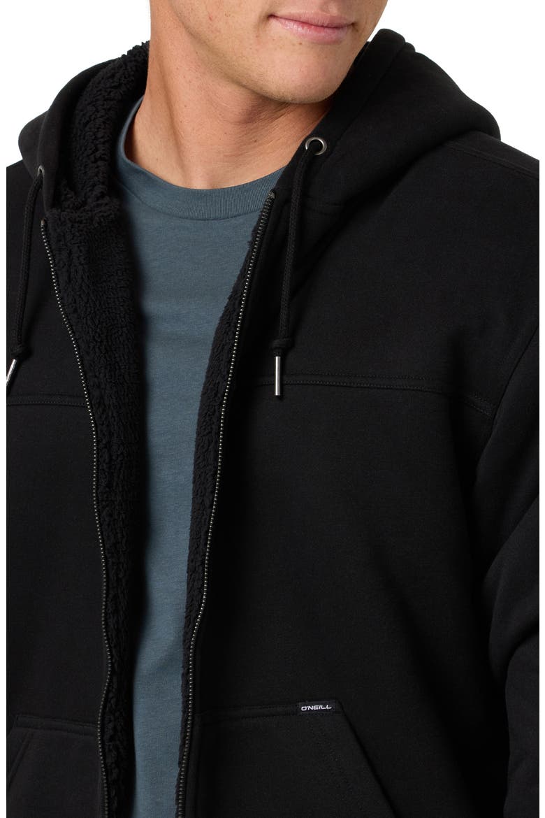 High Pile Fleece Zip Front Hoodie, Alternate, color, BLACK