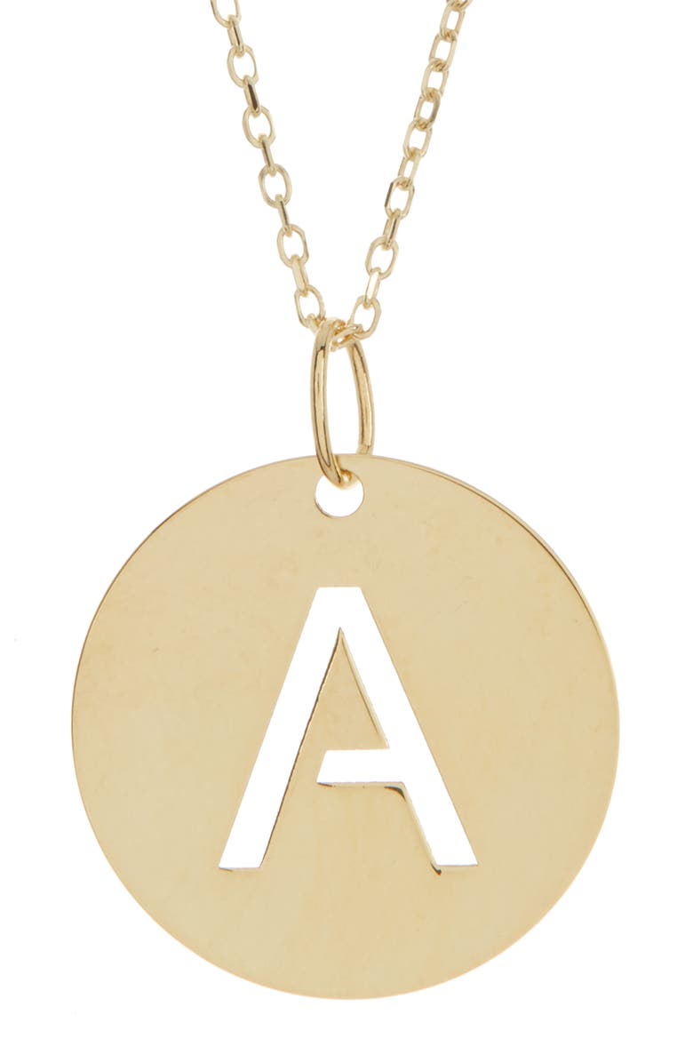 KARAT RUSH 14K Yellow Gold Gold Disc Initial Pendant Necklace, Main, color, 