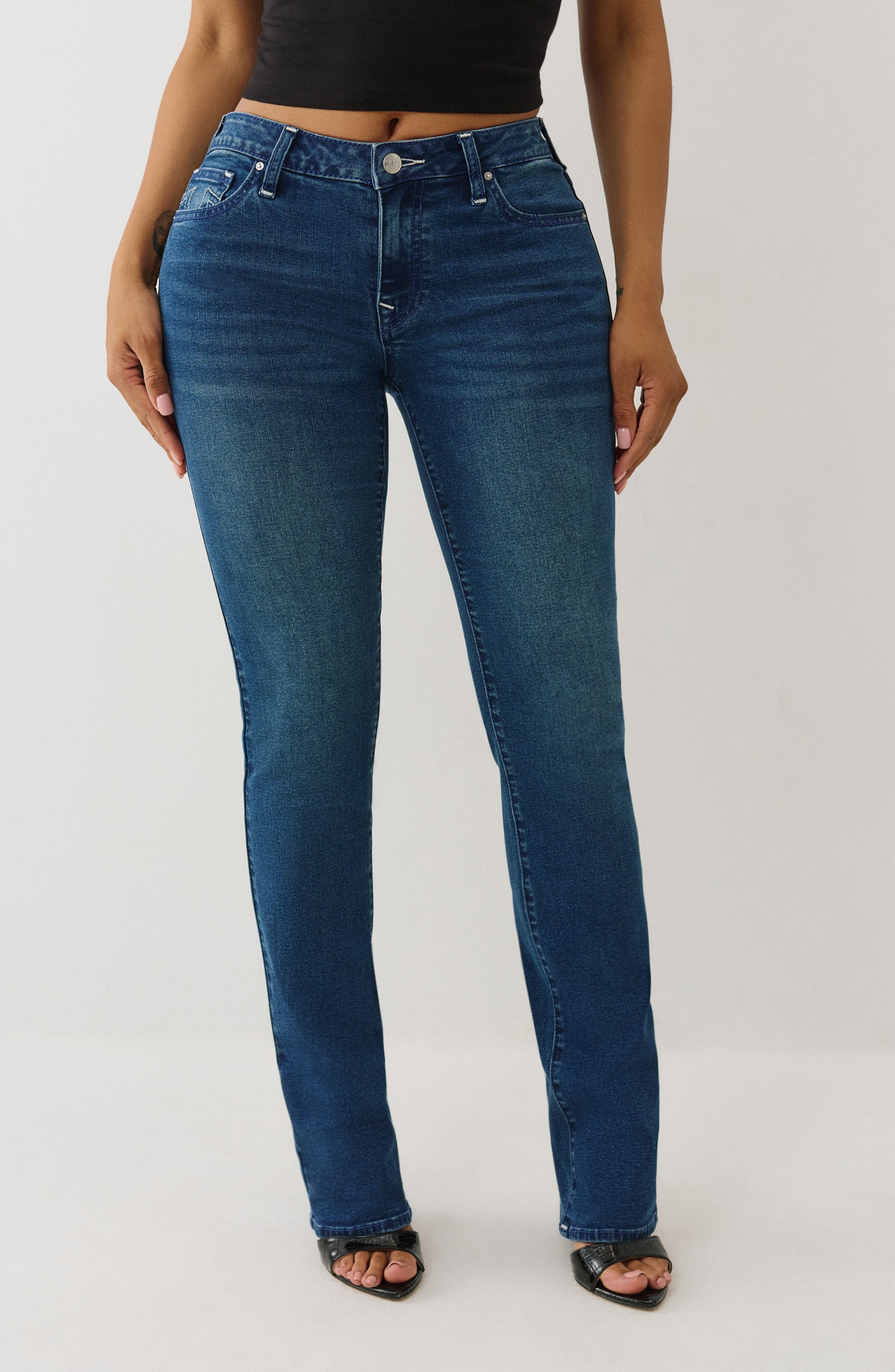 True Religion Billie Mid Rise Straight Leg Jeans