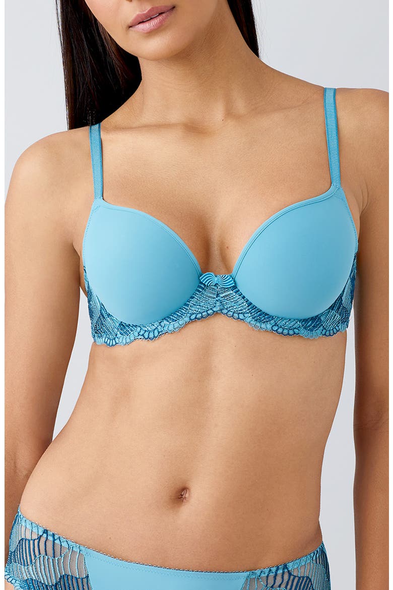 La Femme Underwire T-Shirt Bra, Main, color, ADRIATIC BLUE